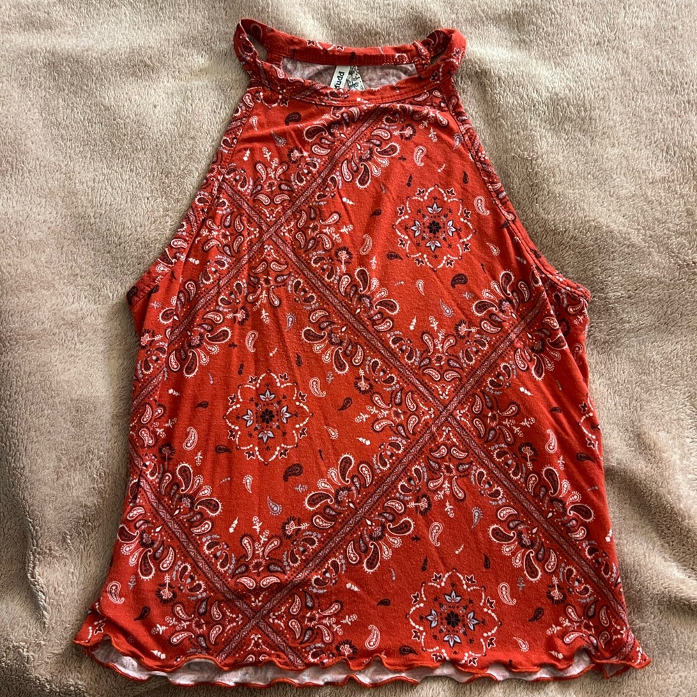 Mudd Paisley Red Sleeveless Women's Top